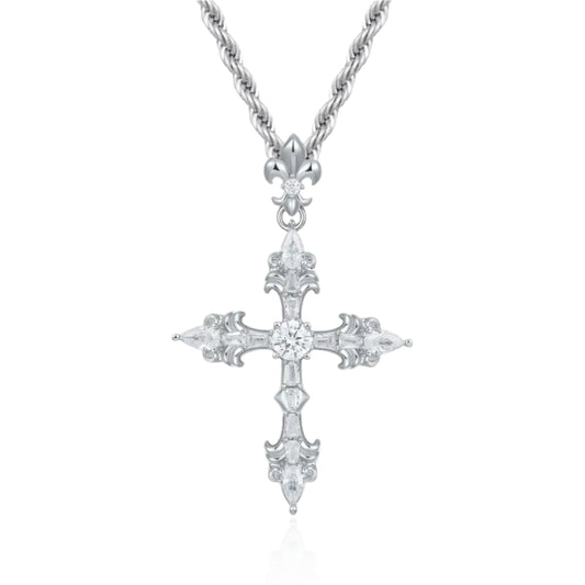 Amore Mio Cross Pendant - White Gold 14k Plating